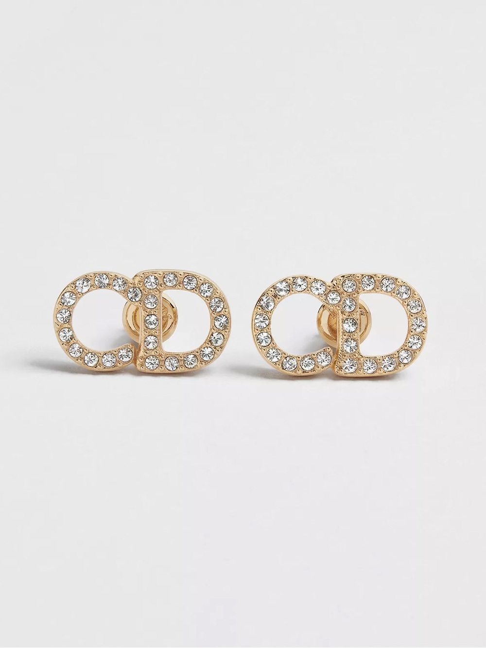 Dior CD Signature Crystal Stud Earrings – Gold /Full Set